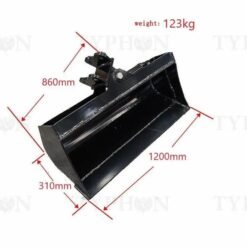 47" (1200mm) Heavy-Duty Hydraulic Tilting Bucket – For 2 to 3.5-Ton Mini Excavators