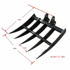 Alternative view of 20.5" Heavy-Duty Mini Excavator Rake Attachment – For TYPHON & 3-Ton Mini Excavators