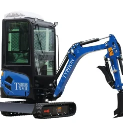 TYPHON TERROR XVII Heavy-Duty Cabin Mini Excavator – 4000 lbs Closed Cab Rubber Track Digger with Kubota Diesel