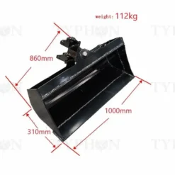 39" (1000mm) Heavy-Duty Hydraulic Tilting Bucket – For 2 to 3.5-Ton Mini Excavators