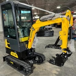 1-Ton Mini Cabin Excavator – 13.5HP Briggs & Stratton Engine 2116 lbs Closed Cab Digger (AGT Industrial)